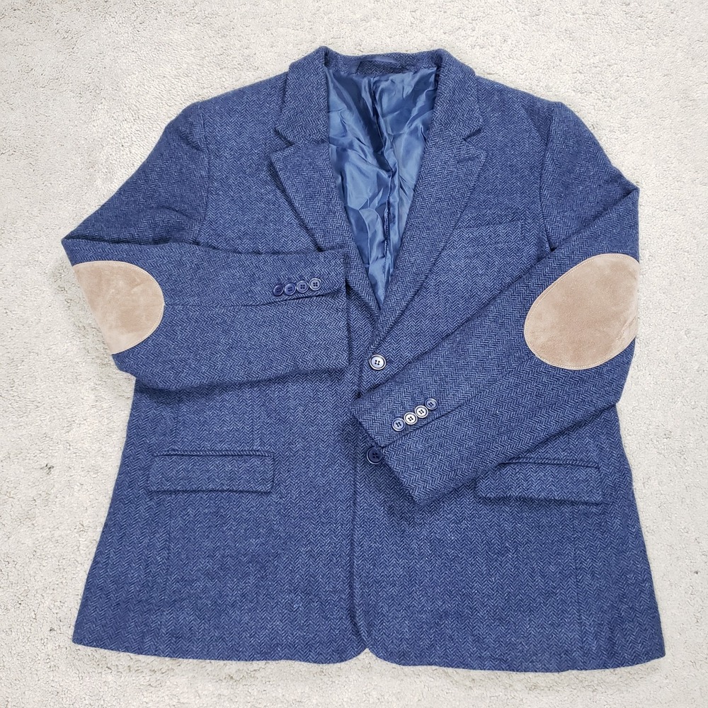 Kirrin Finch Blazer Women XXL Herringbone Wool Elbow Italy Office Preppy Classic